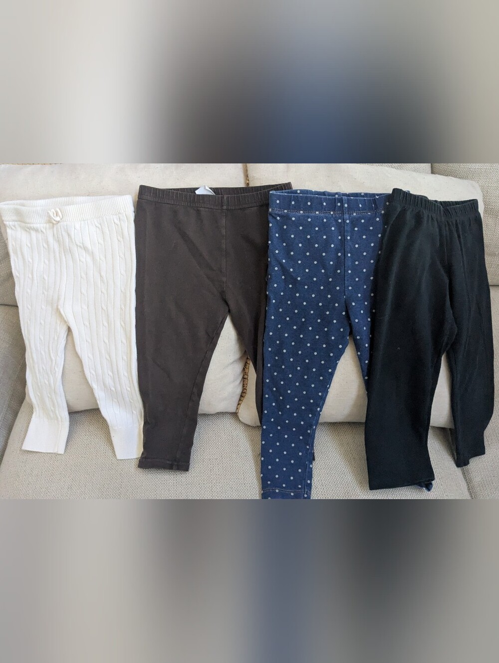 OshKosh B'gosh Girls' Leggings Set — White, Brown, Navy Polka Dot, Black 18m